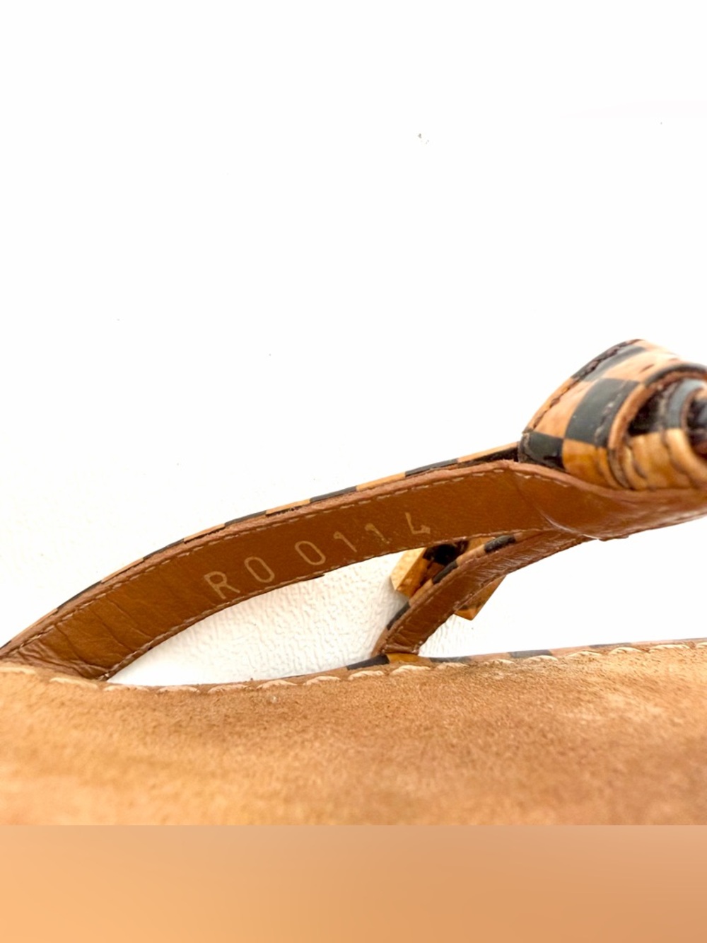 LOUIS VUITTON | Damier Check Kitten Heel Mule Sandals Gold LV Charm EU 38.5 Y2K - Picture 10 of 15